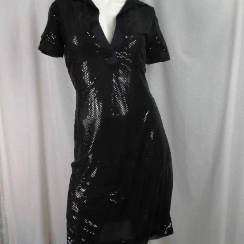 RICHARD TYLER Vintage 1990's Little Black Dress Sexy Sheer Sequin Cocktail Dress